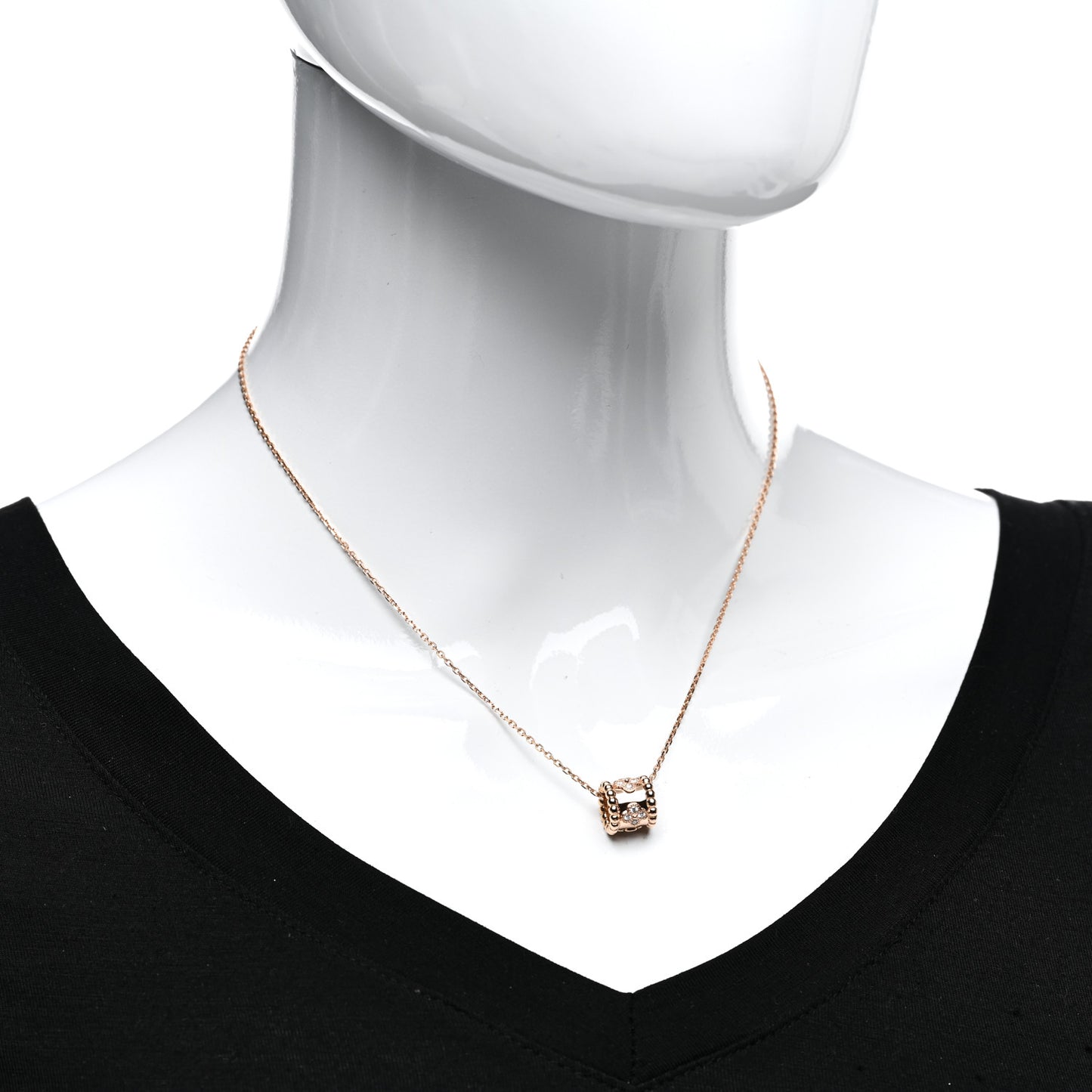 18K Rose Gold Diamond Small Perlee Clovers Pendant Necklace