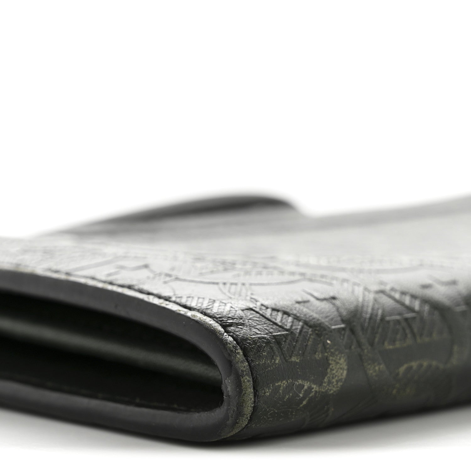 Salvatore Ferragamo Calfskin Gancini Embossed Wristlet Clutch Dark Green 9 of 13