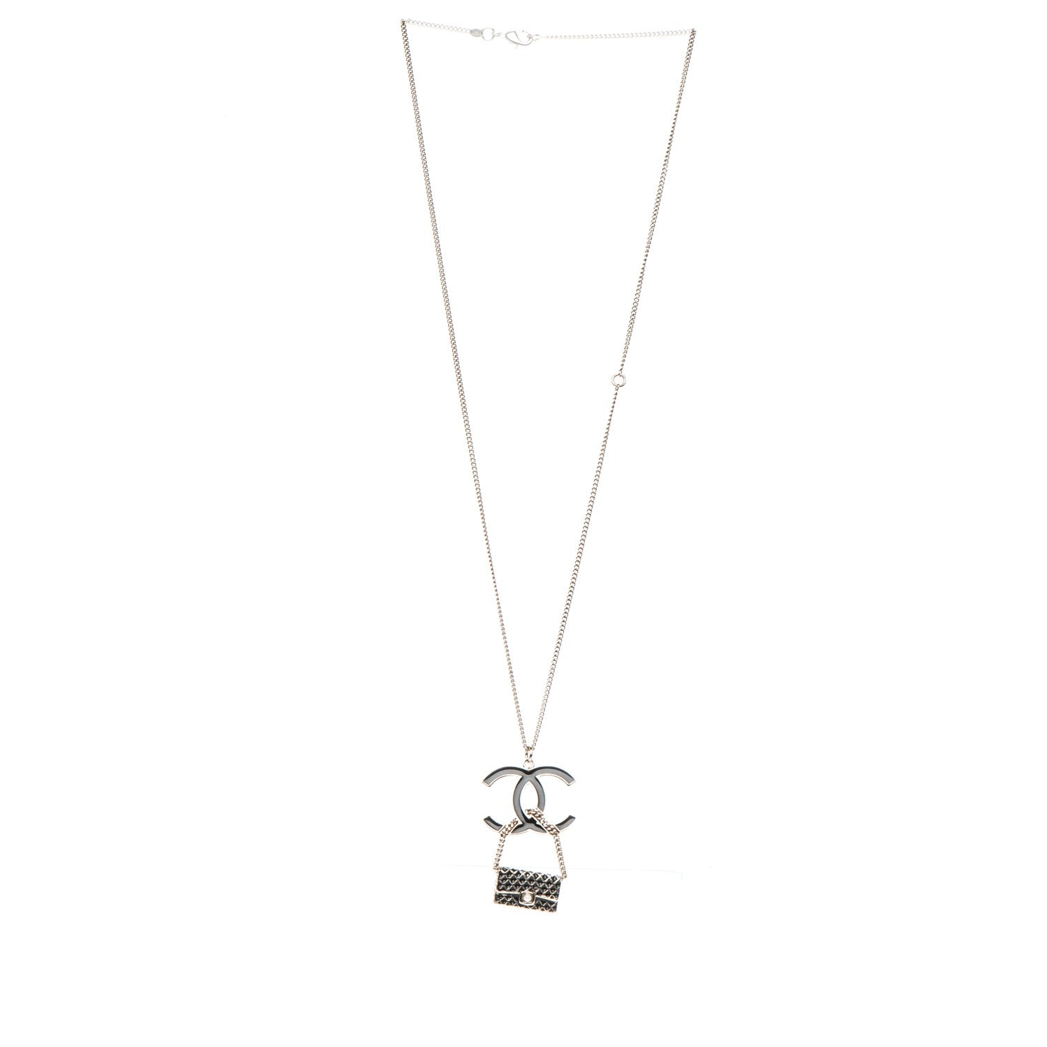 Chanel Enamel Pearl CC Flap Pedant Necklace Black 3 of 5