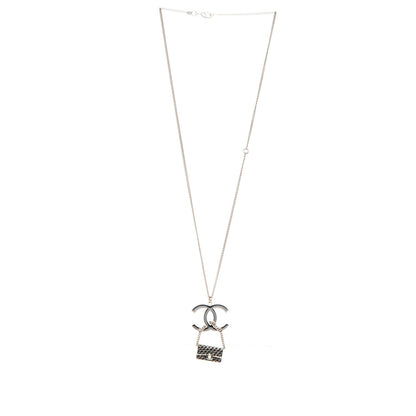 Chanel Enamel Pearl CC Flap Pedant Necklace Black 3 of 5