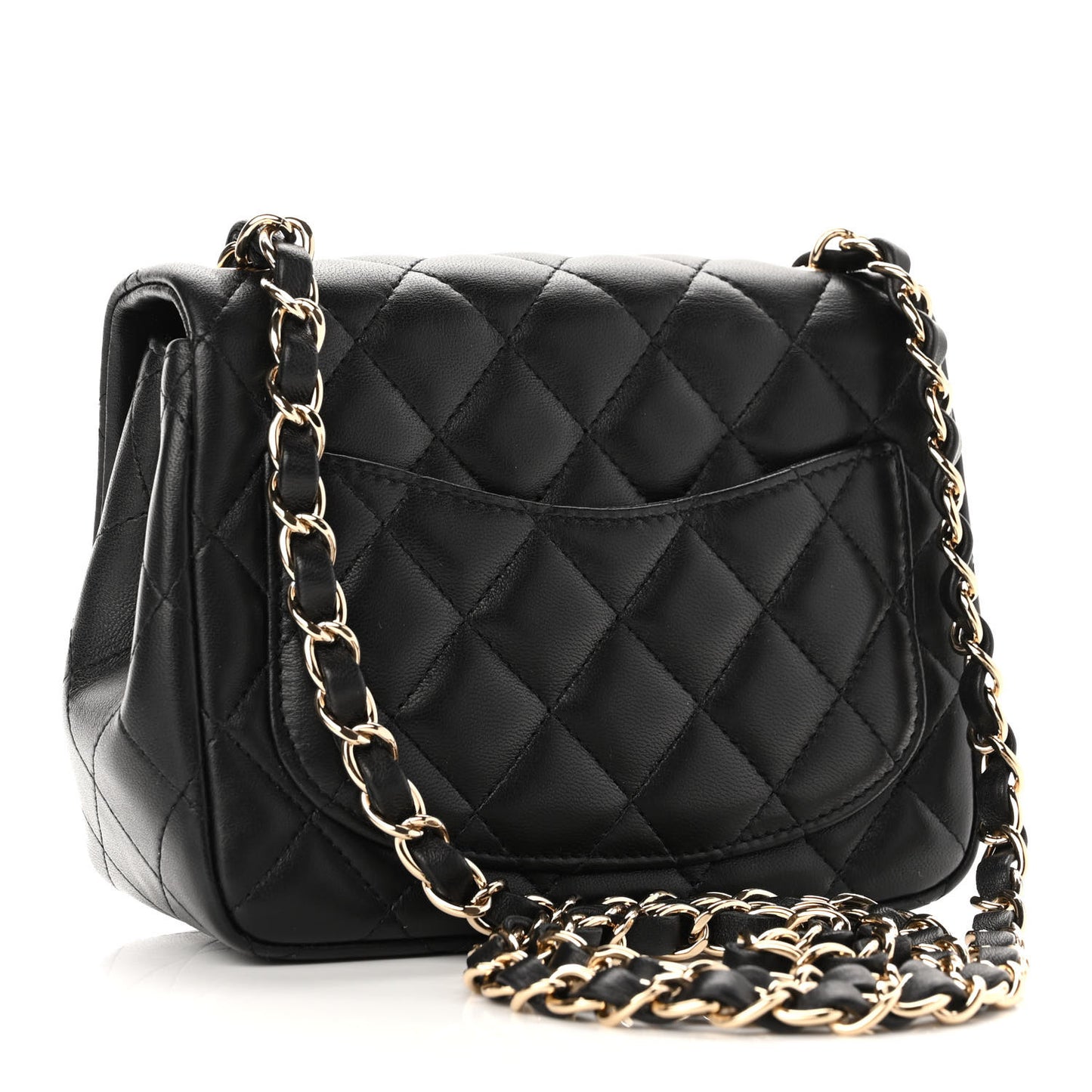 Lambskin Quilted Mini Square Flap Black