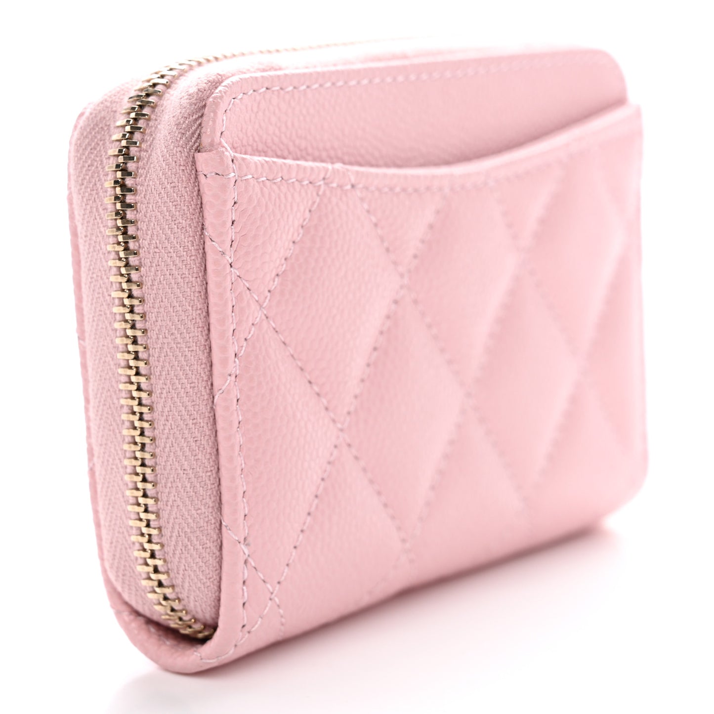 Caviar Quilted Zip Coin Purse Light Pink