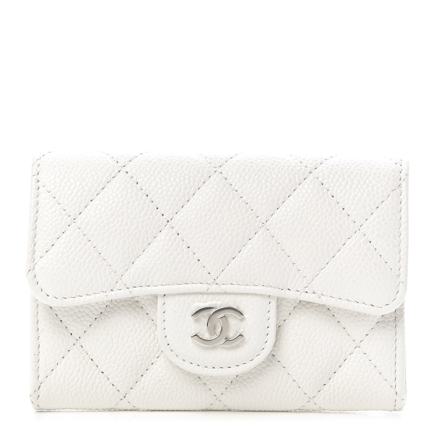 Chanel Caviar Quilted Flap Card Holder Wallet White 1 of 9