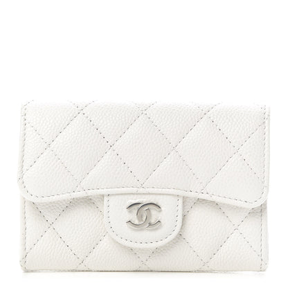 Chanel Caviar Quilted Flap Card Holder Wallet White 1 of 9