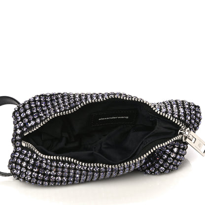 Alexander Wang Mesh Crystal Rhinestone Pencil Pochette Black Purple 5 of 11