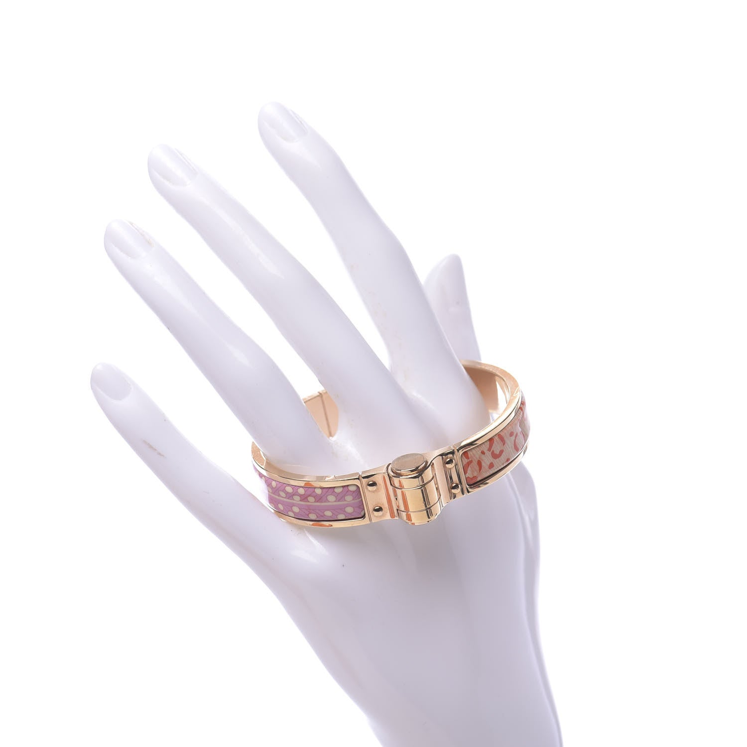 Hermes Enamel Printed Narrow Baobab Cat Hinged Bracelet S Graffitis Craft 2 of 5