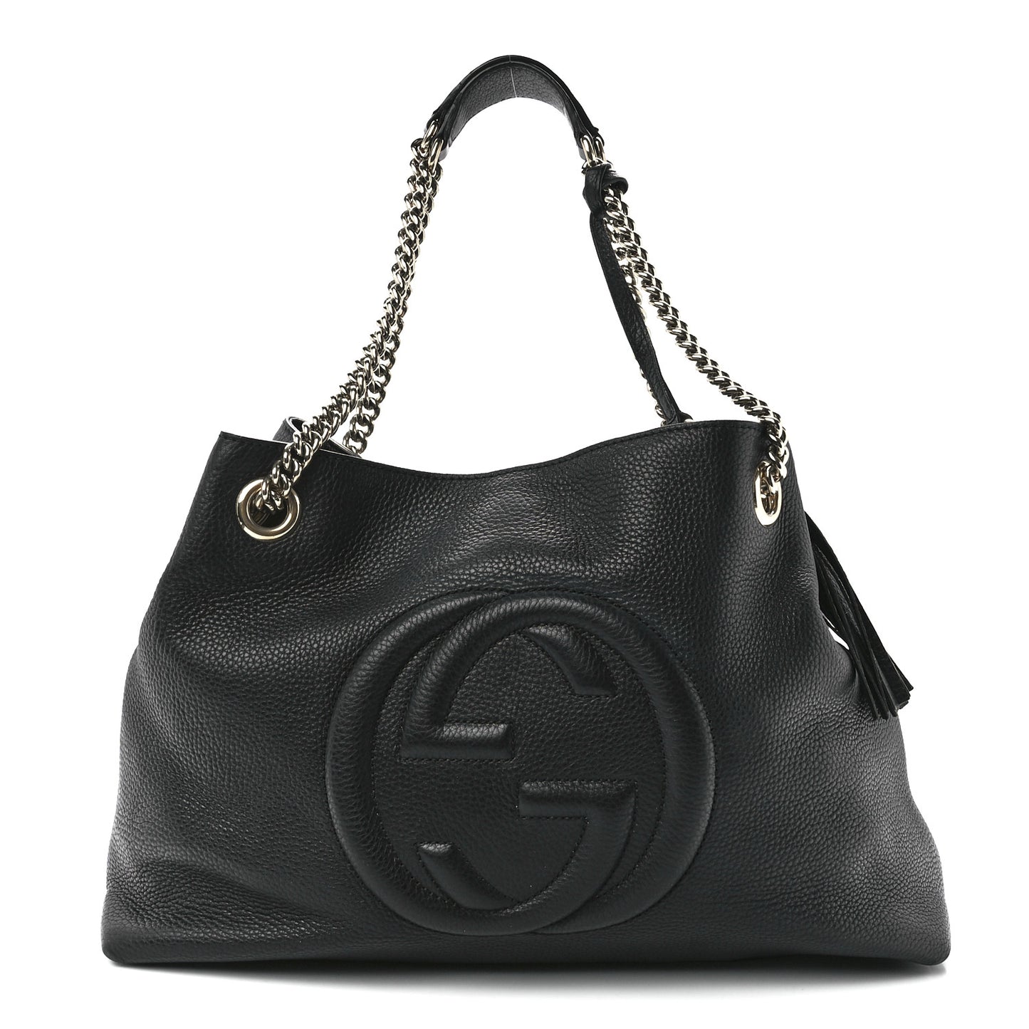 Pebbled Calfskin Medium Soho Chain Shoulder Bag Black