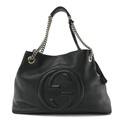 Gucci Pebbled Calfskin Medium Soho Chain Shoulder Bag Black 1 of 12
