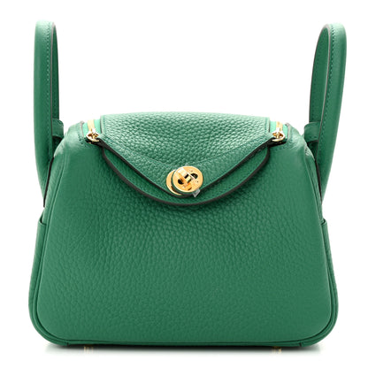 Hermes Taurillon Clemence Mini Lindy 20 Vert Vertigo 1 of 11