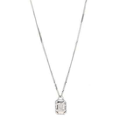 Chanel Crystal Baguette CC Mirror Pendant Necklace Silver 3 of 5