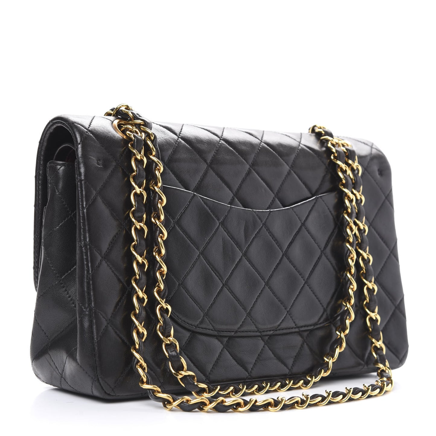 Lambskin Quilted Medium Double Flap Black