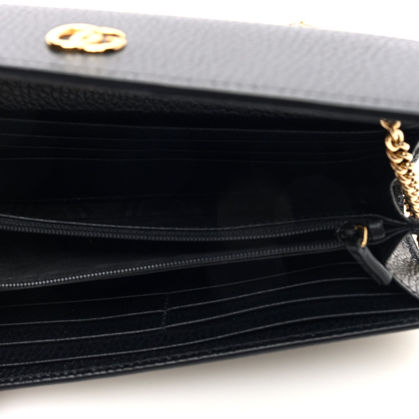 Dollar Calfskin GG Supreme Monogram Petite GG Marmont Wallet Chain Bag Black Beige Ebony