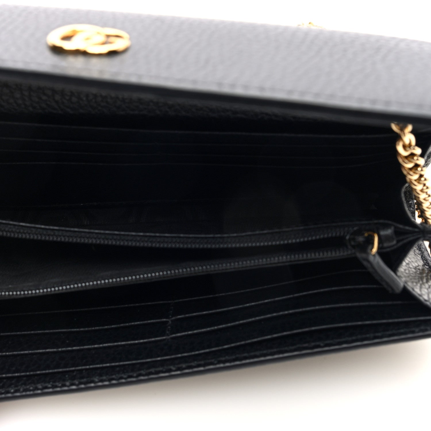 Gucci Dollar Calfskin GG Supreme Monogram Petite GG Marmont Wallet Chain Bag Black Beige Ebony 5 of 10