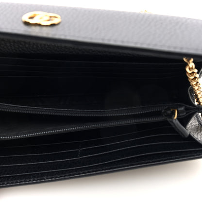 Gucci Dollar Calfskin GG Supreme Monogram Petite GG Marmont Wallet Chain Bag Black Beige Ebony 5 of 10
