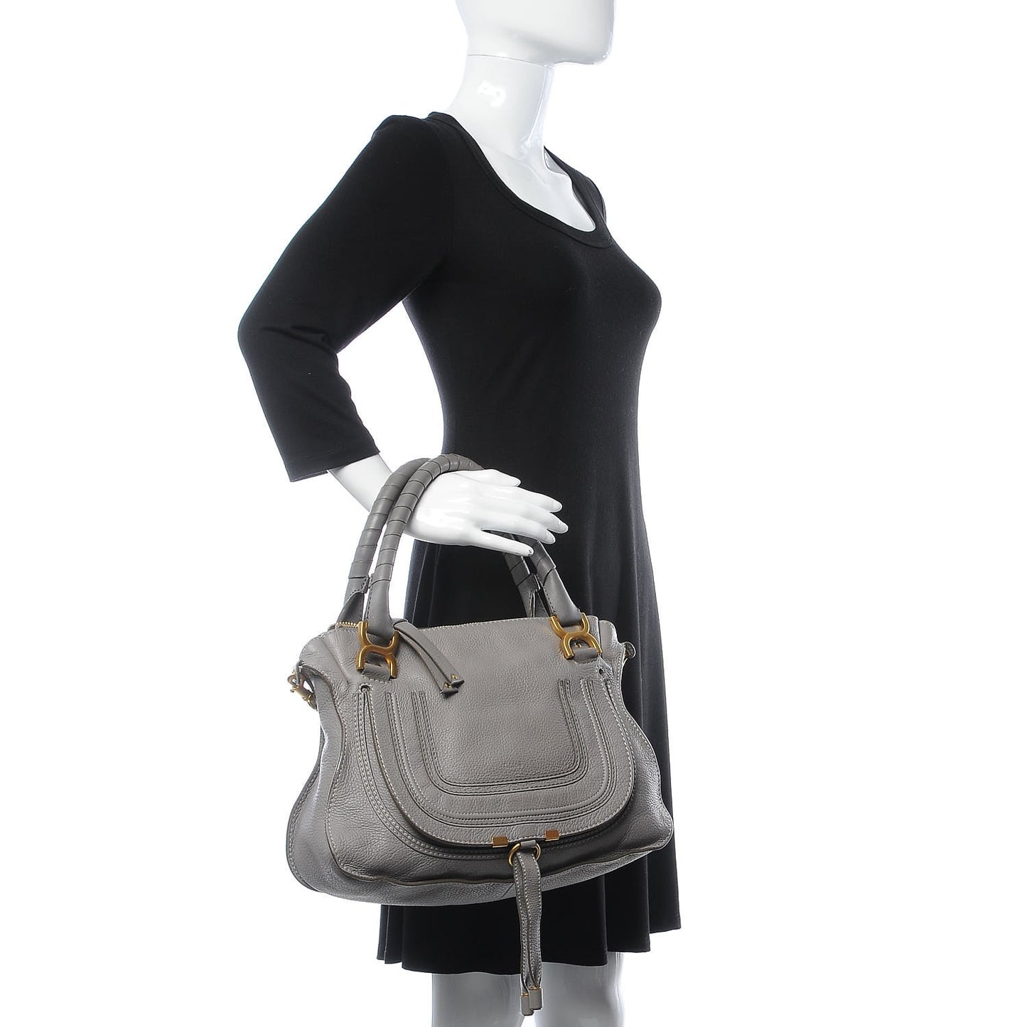 Calfskin Medium Marcie Satchel Cashmere Grey