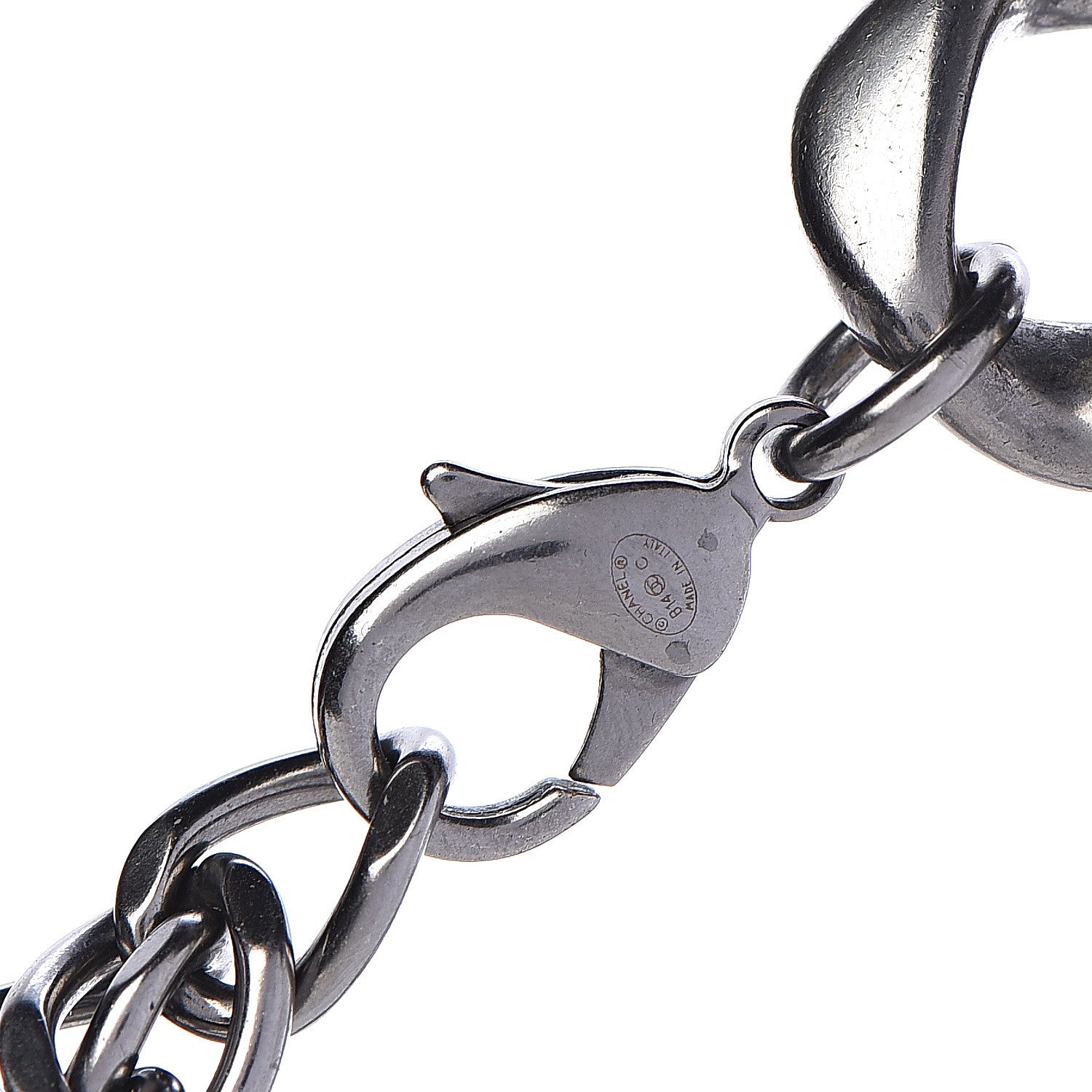 Chanel Crystal CC Chain Link Choker Necklace Dark Silver 5 of 6