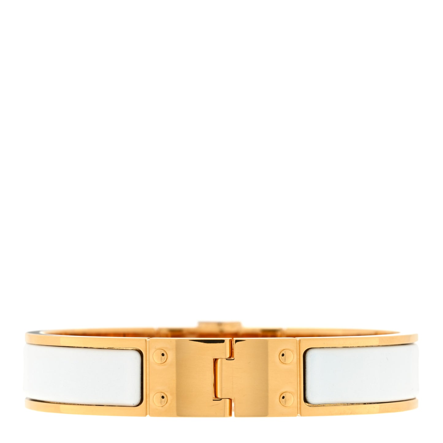 Enamel Charniere Uni Narrow Hinged Bracelet S White