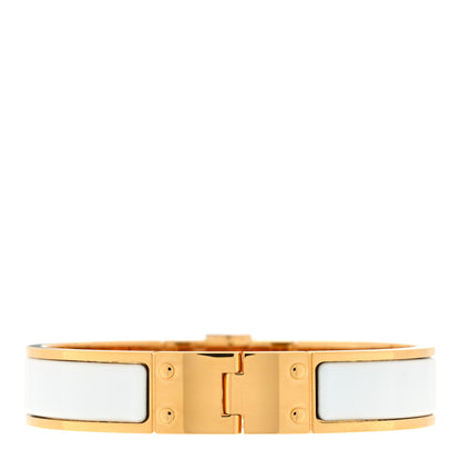 Hermes Enamel Charniere Uni Narrow Hinged Bracelet S White 2 of 3