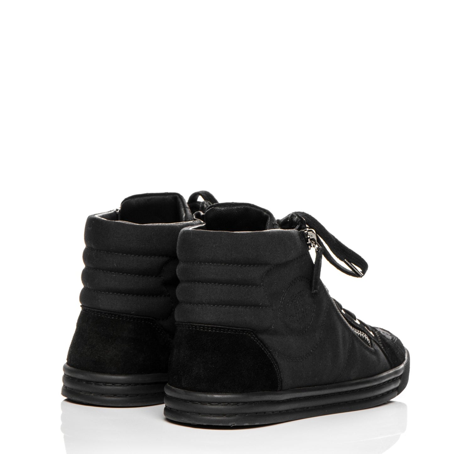 Toile Suede Zipped High Top CC Sneakers 36.5 Black