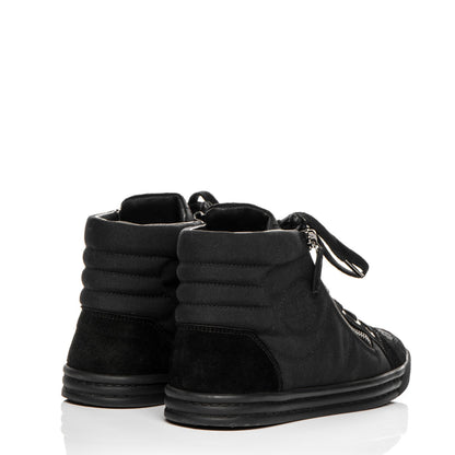 Chanel Toile Suede Zipped High Top CC Sneakers 36.5 Black 4 of 7