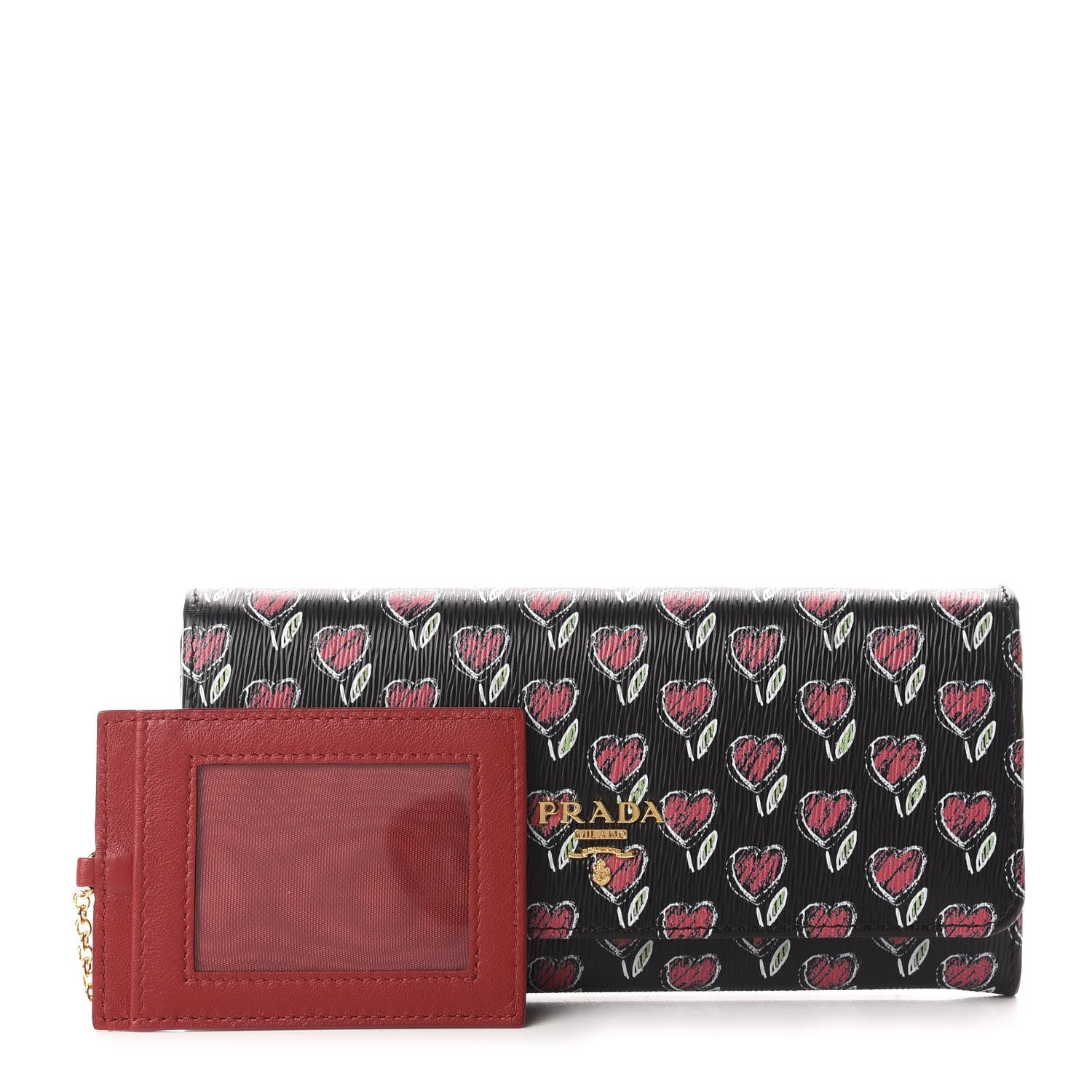 Prada Vitello Move Love Continental Flap Travel Wallet Black 1 of 9
