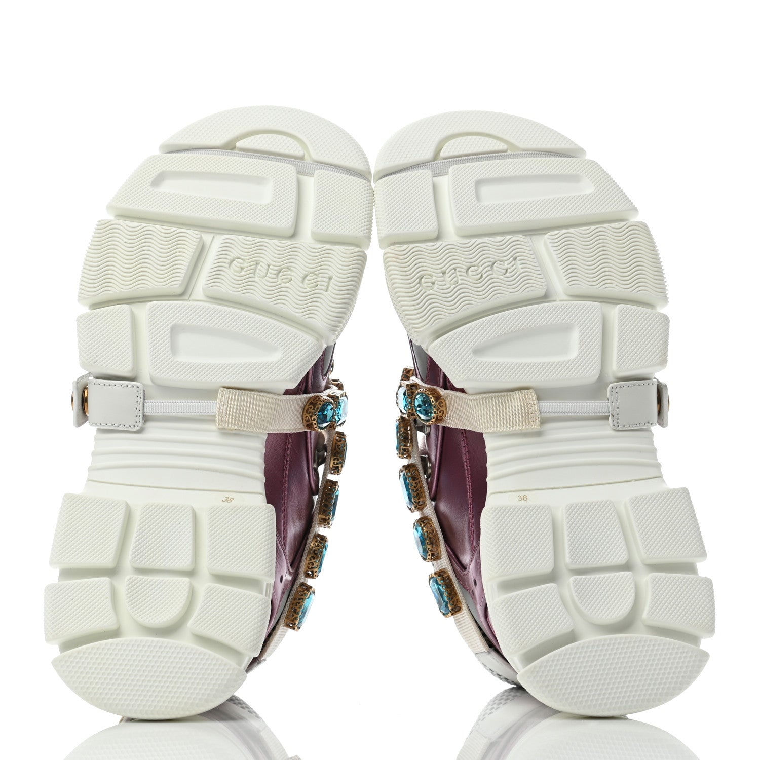 Gucci X SEGA Metallic Calfskin Mesh Removable Crystals Womens Flashtrek Sneakers 38 Rosa Great White Silver 5 of 6
