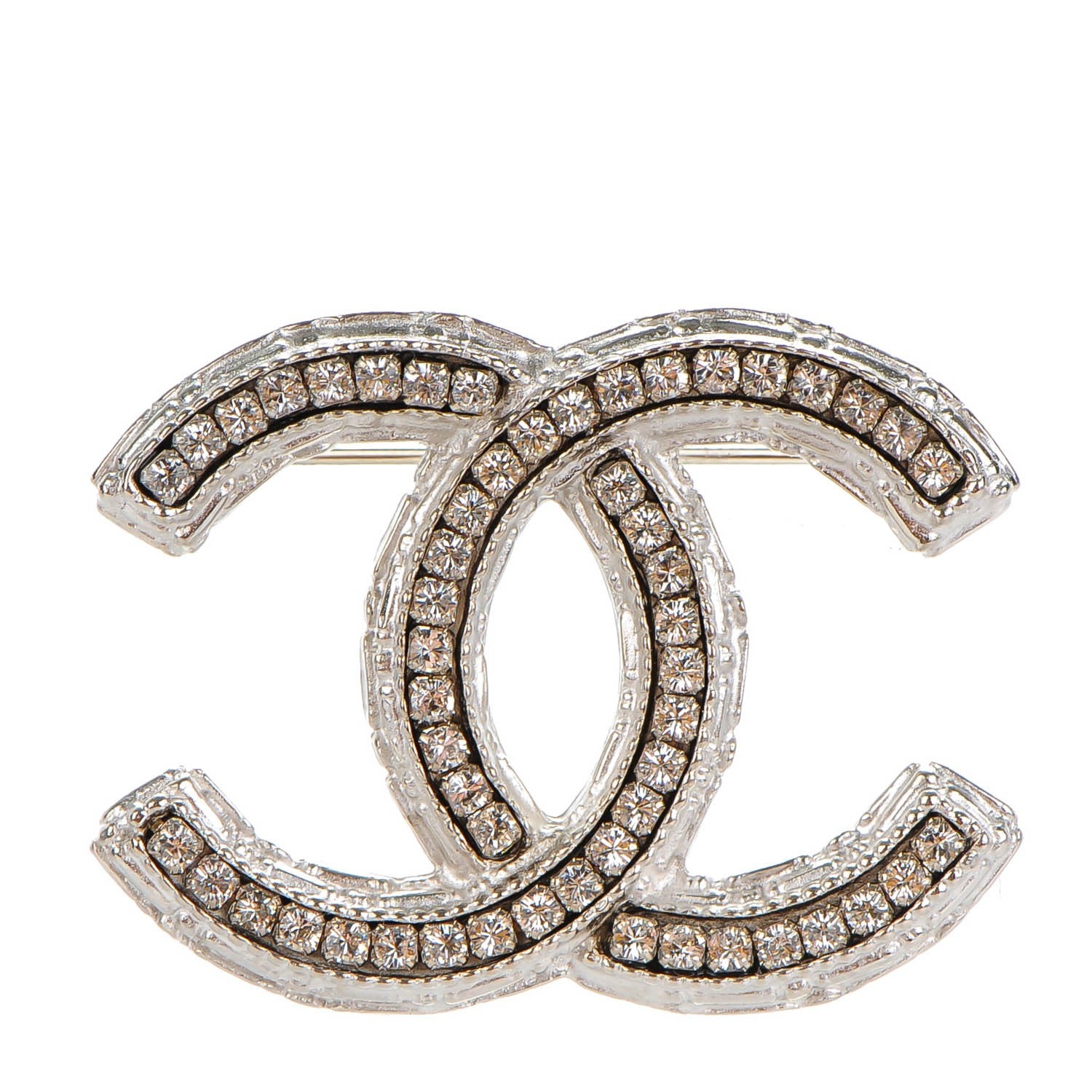 Chanel Crystal CC Brooch Silver 1 of 5