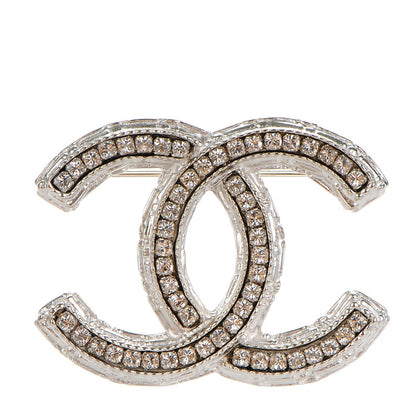 Chanel Crystal CC Brooch Silver 1 of 5