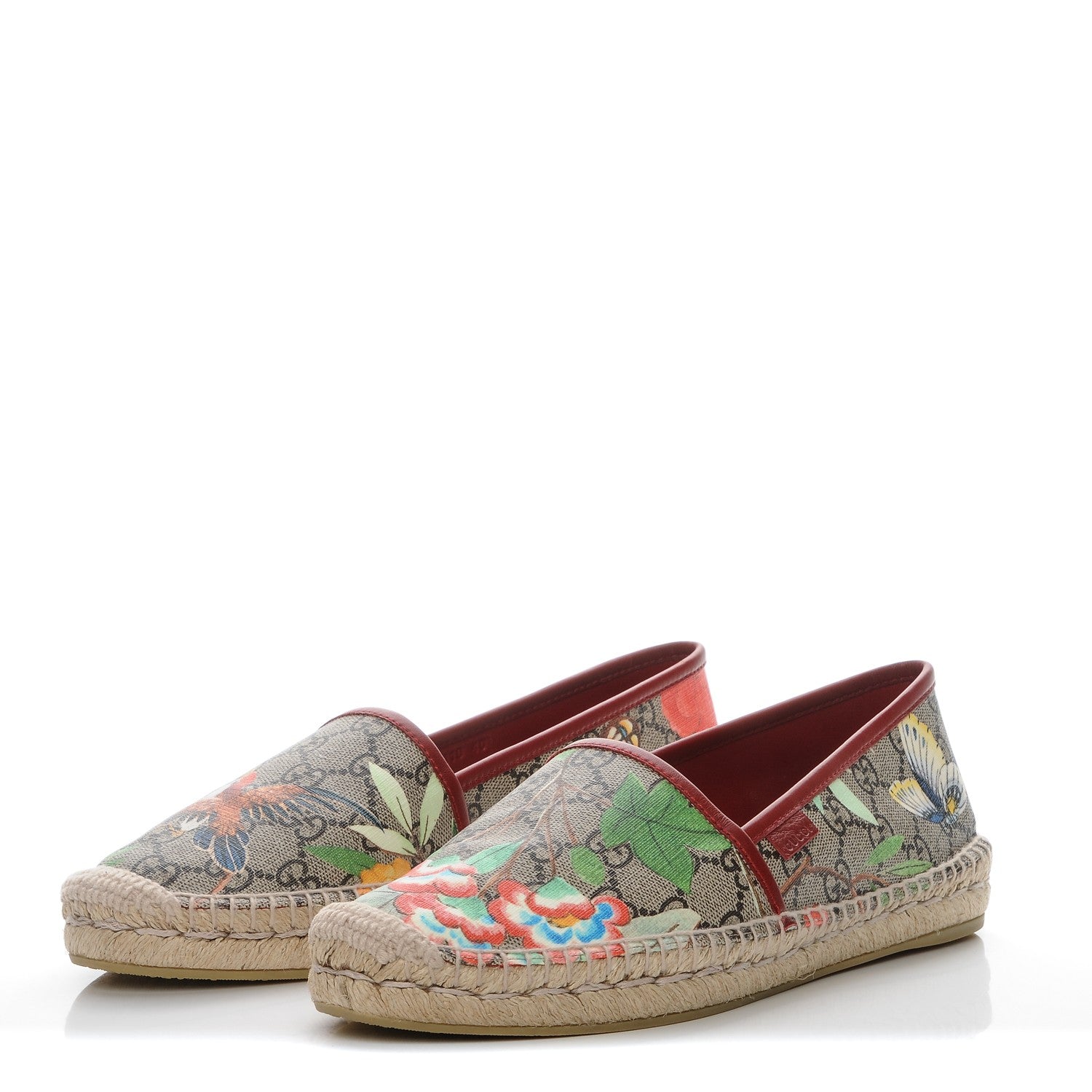 Gucci GG Supreme Monogram Tian Womens Espadrilles 40 Beige Multicolor Red 2 of 8