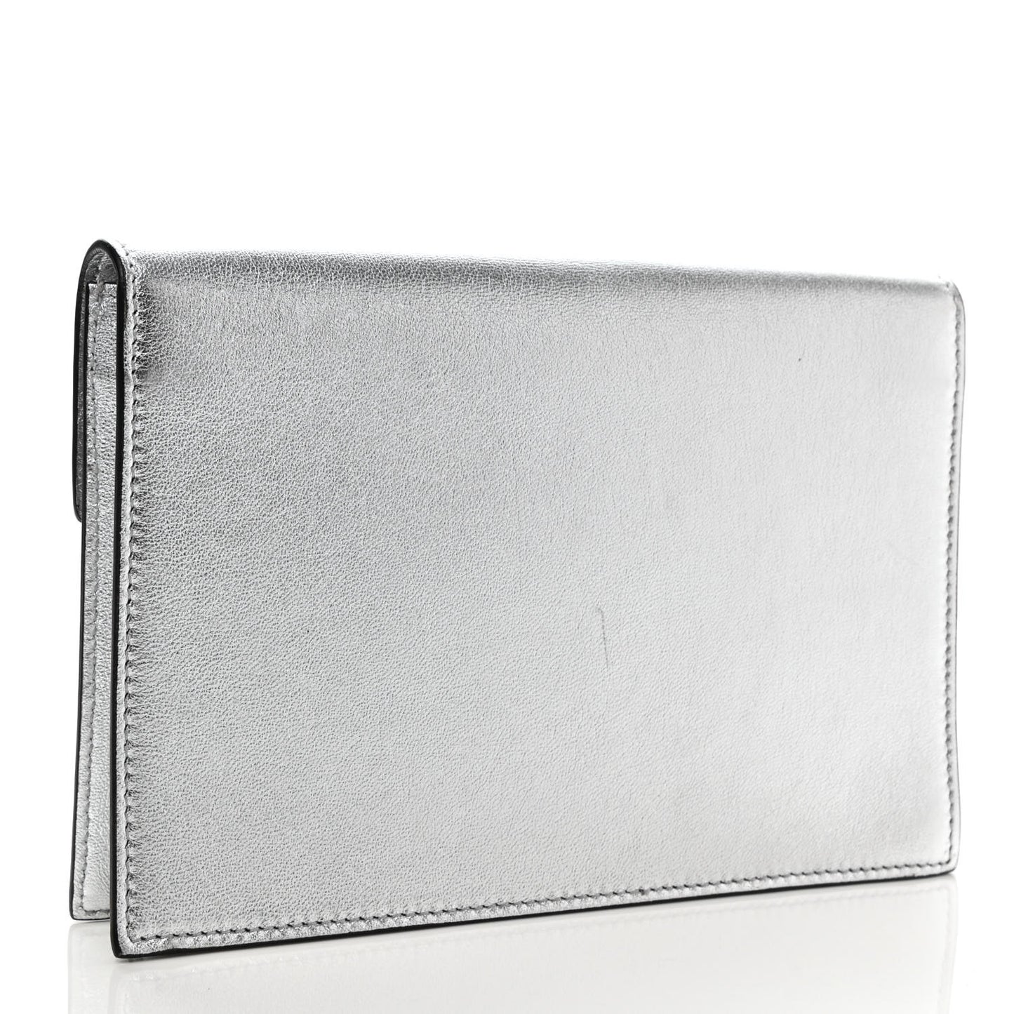 Metallic Calfskin Large Vlogo Escape Clutch Silver
