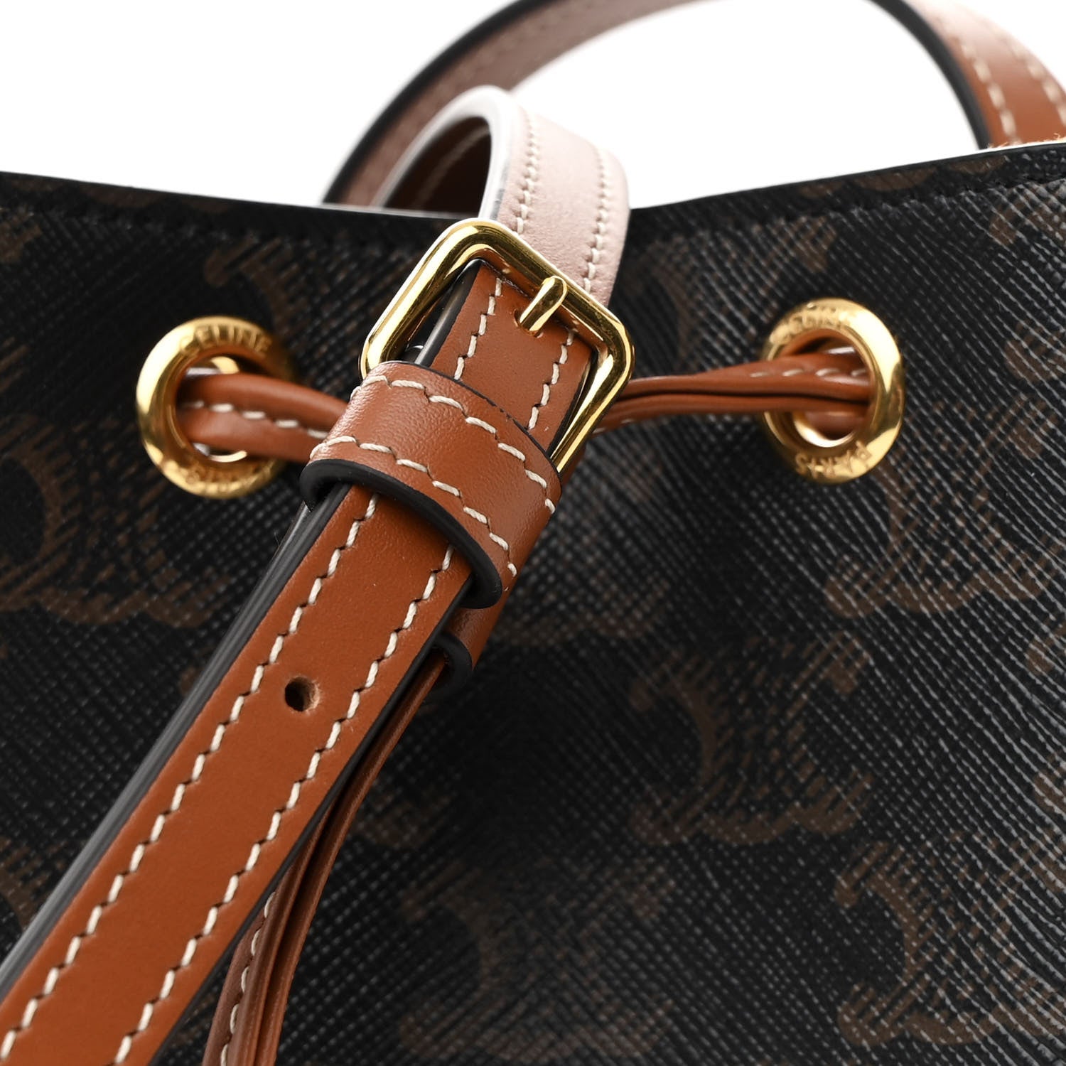 Celine Triomphe Canvas Calfskin Micro Sailor Bag Tan 8 of 11