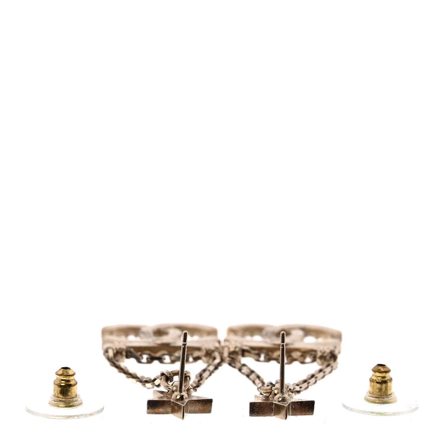 Chanel Crystal Star Drop CC Earrings Gold 3 of 5