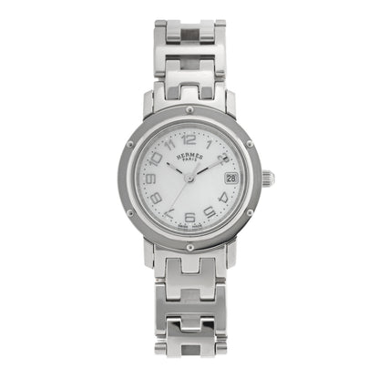 Hermes Stainless Steel 24mm Clipper Quartz Watch White 1 of 4