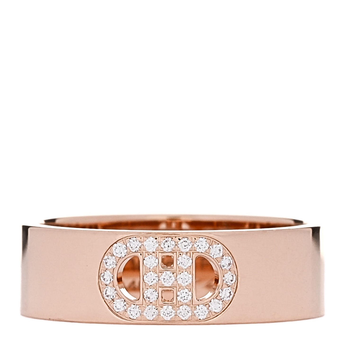 18K Rose Gold Diamond PM H D'Ancre Ring 50 5.25