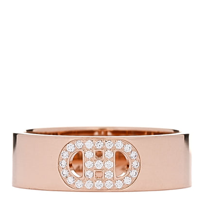 Hermes 18K Rose Gold Diamond PM H D'Ancre Ring 50 5.25 1 of 5