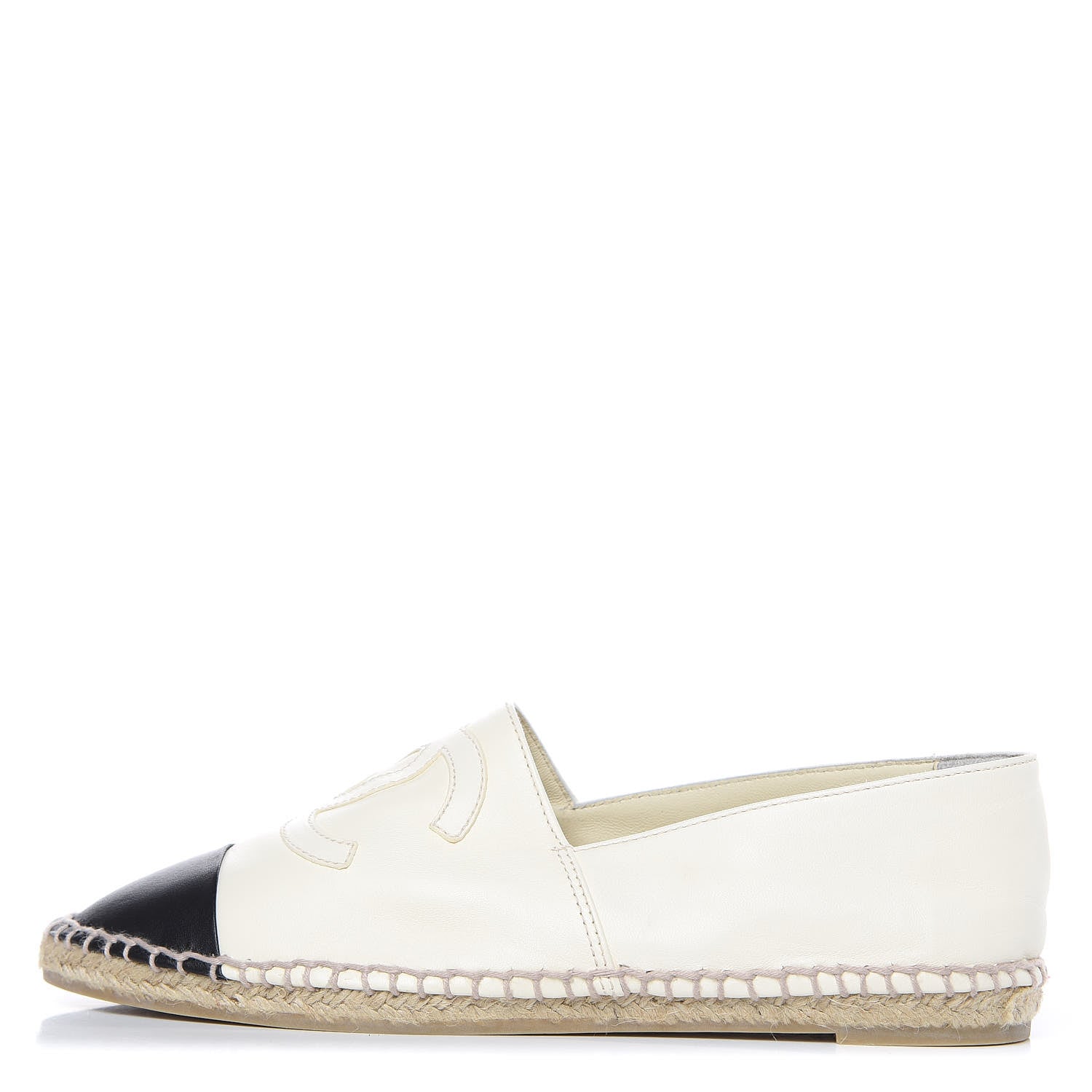 Chanel Lambskin CC Espadrilles 38 White Black 1 of 9