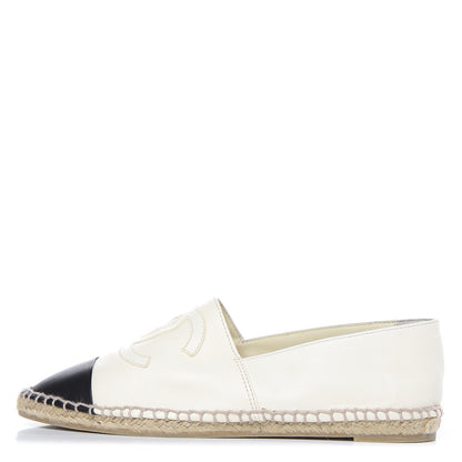 Chanel Lambskin CC Espadrilles 38 White Black 1 of 9