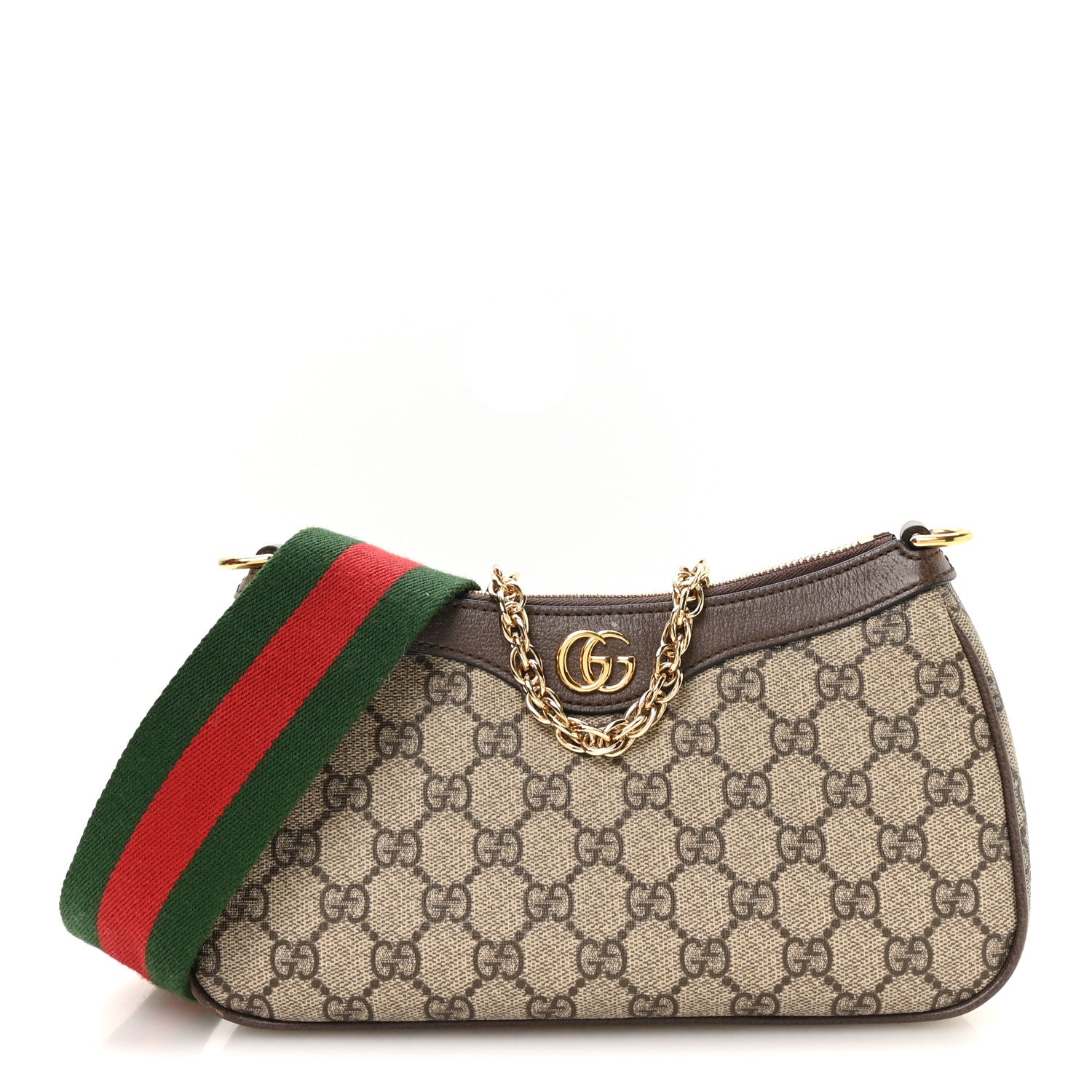 Gucci GG Supreme Monogram Textured Dollar Calfskin Web Small Ophidia GG Handbag Beige Ebony New Acero 1 of 11