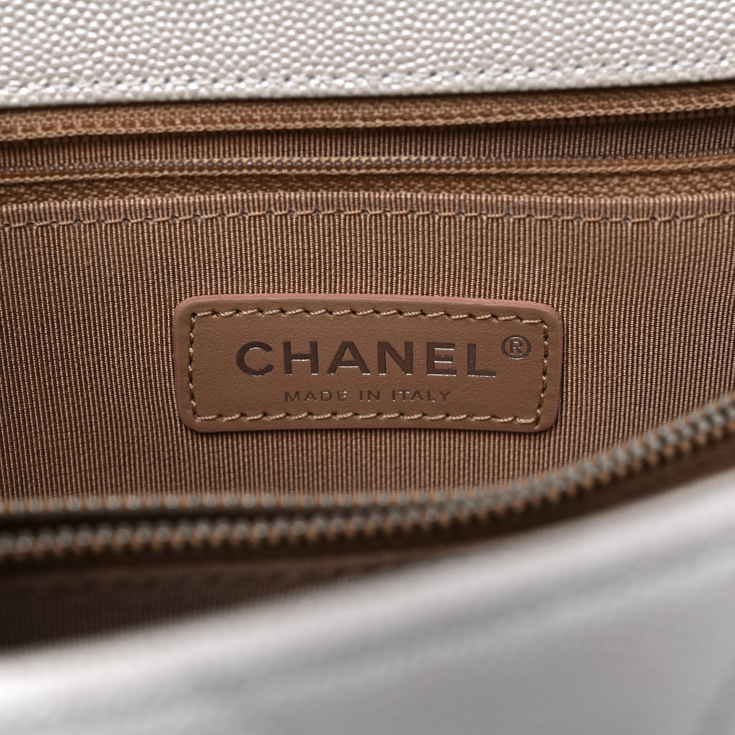 Chanel Iridescent Caviar Chevron Quilted Small Coco Handle Flap White 6 of 17
