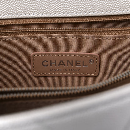 Chanel Iridescent Caviar Chevron Quilted Small Coco Handle Flap White 6 of 17