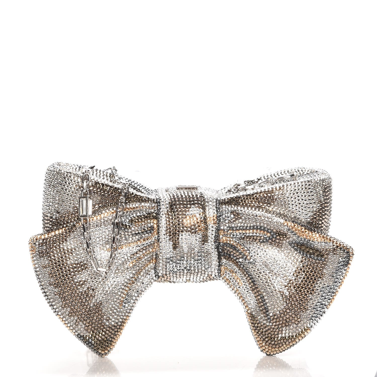 Judith Leiber Crystal Bow Minaudiere Clutch Silver 1 of 9