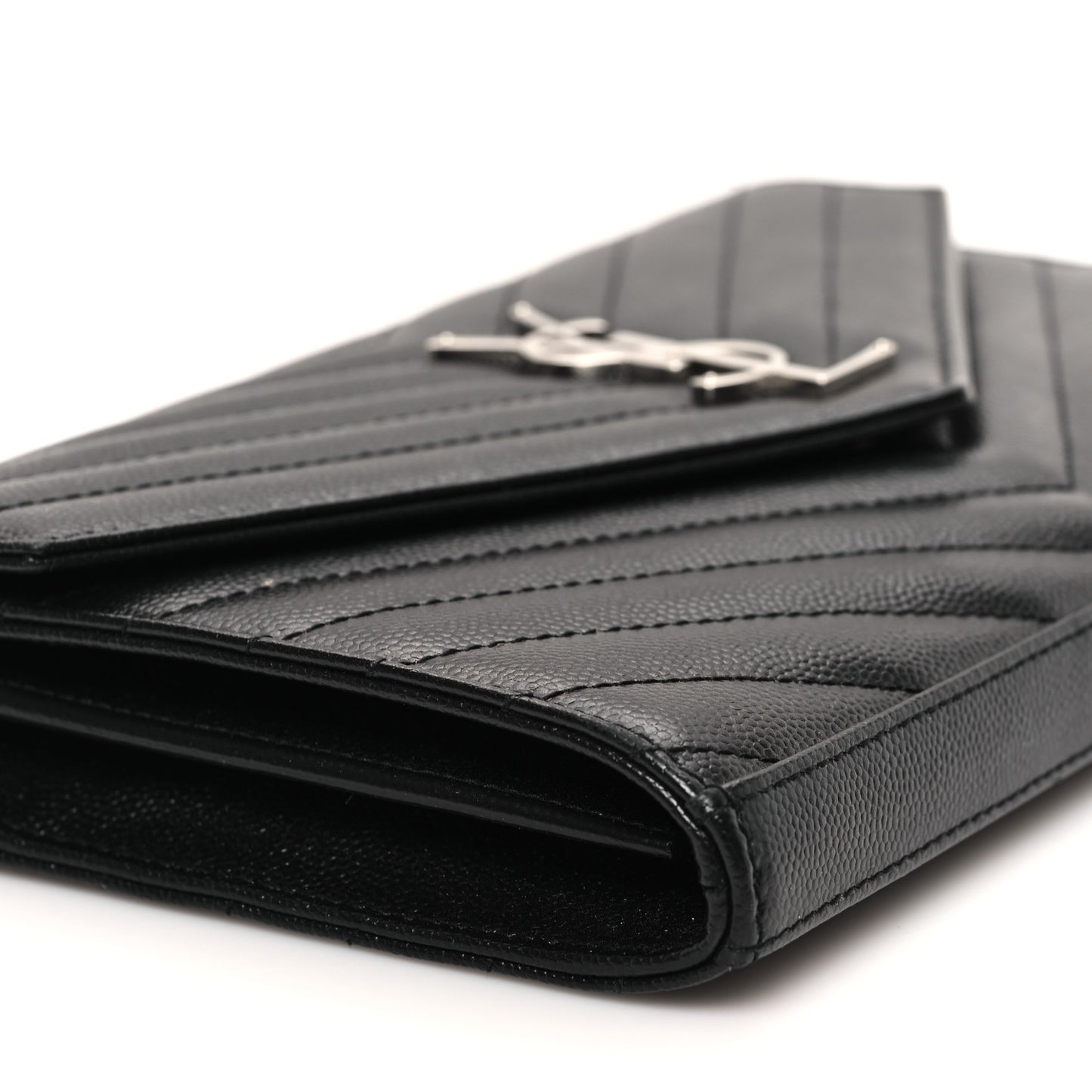 Grain De Poudre Matelasse Chevron Monogram Chain Wallet Black
