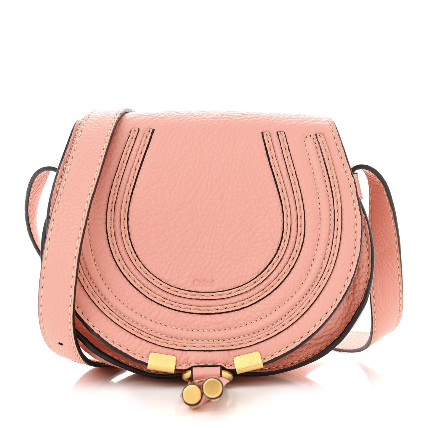 Calfskin Mini Marcie Round Crossbody Bag Fallow Pink