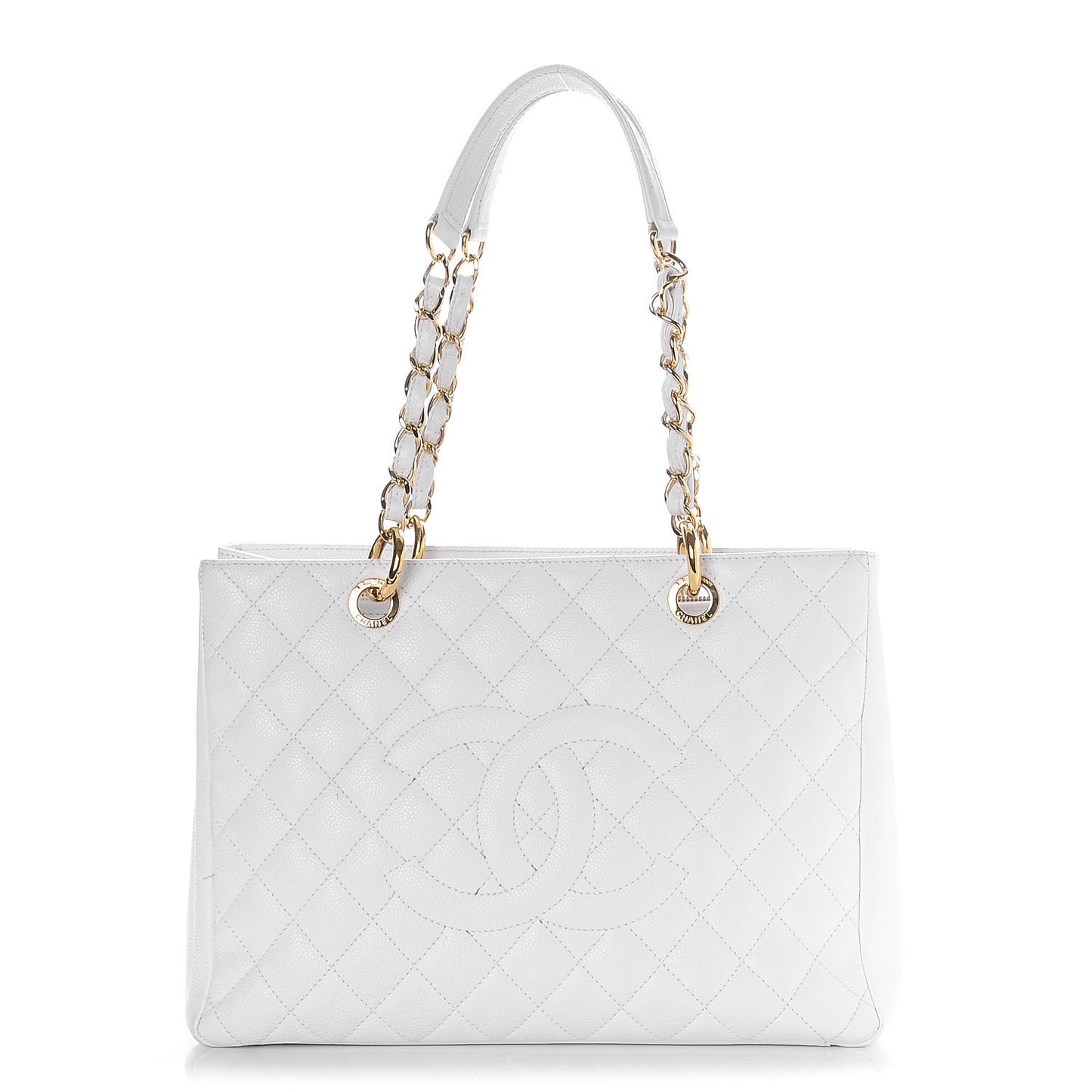 Caviar Quilted Grand Shopping Tote GST White