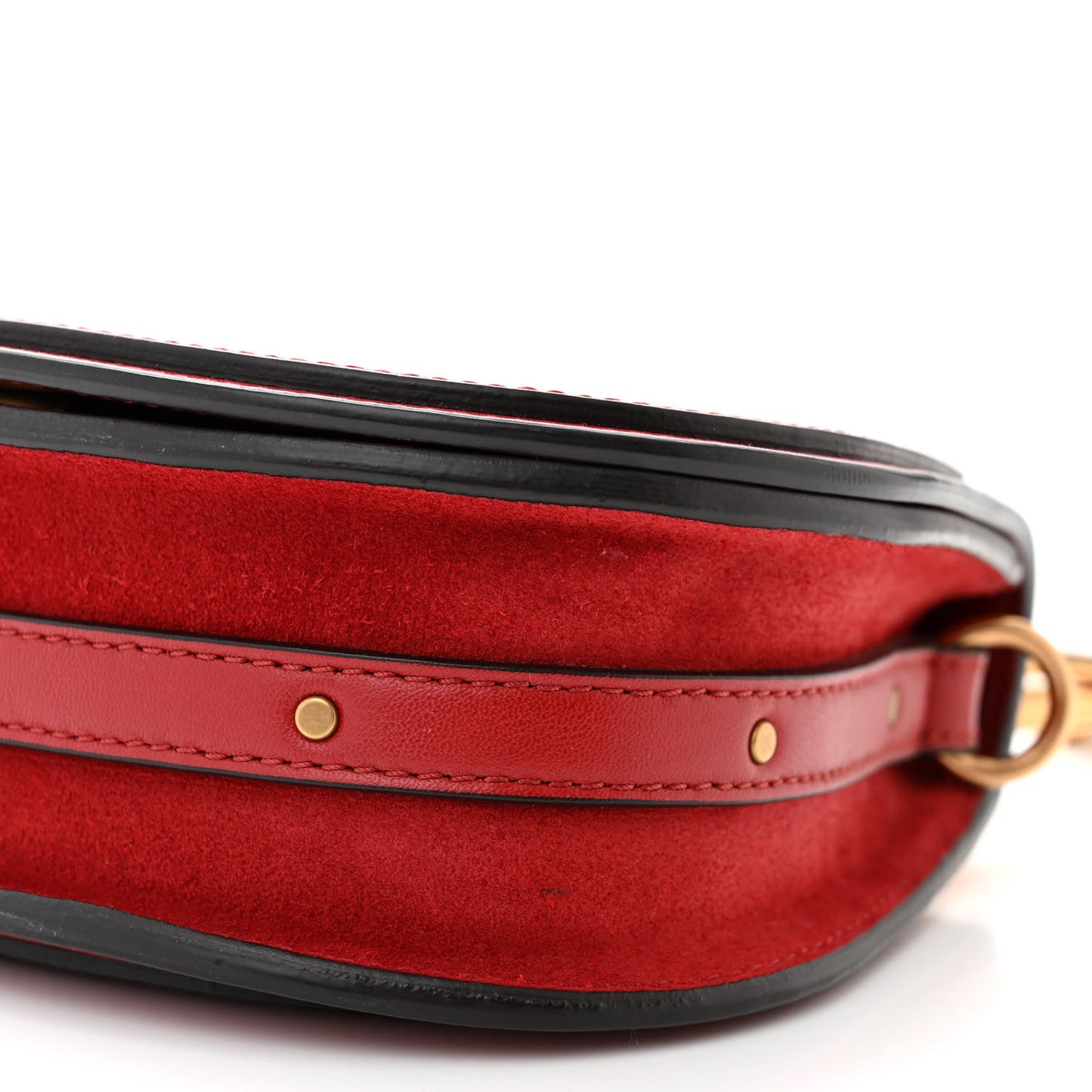 Calfskin Suede Small Nile Bracelet Bag Sepia Red