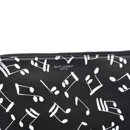 Saint Laurent Calfskin Musical Notes Zip Pouch Black 8 of 12