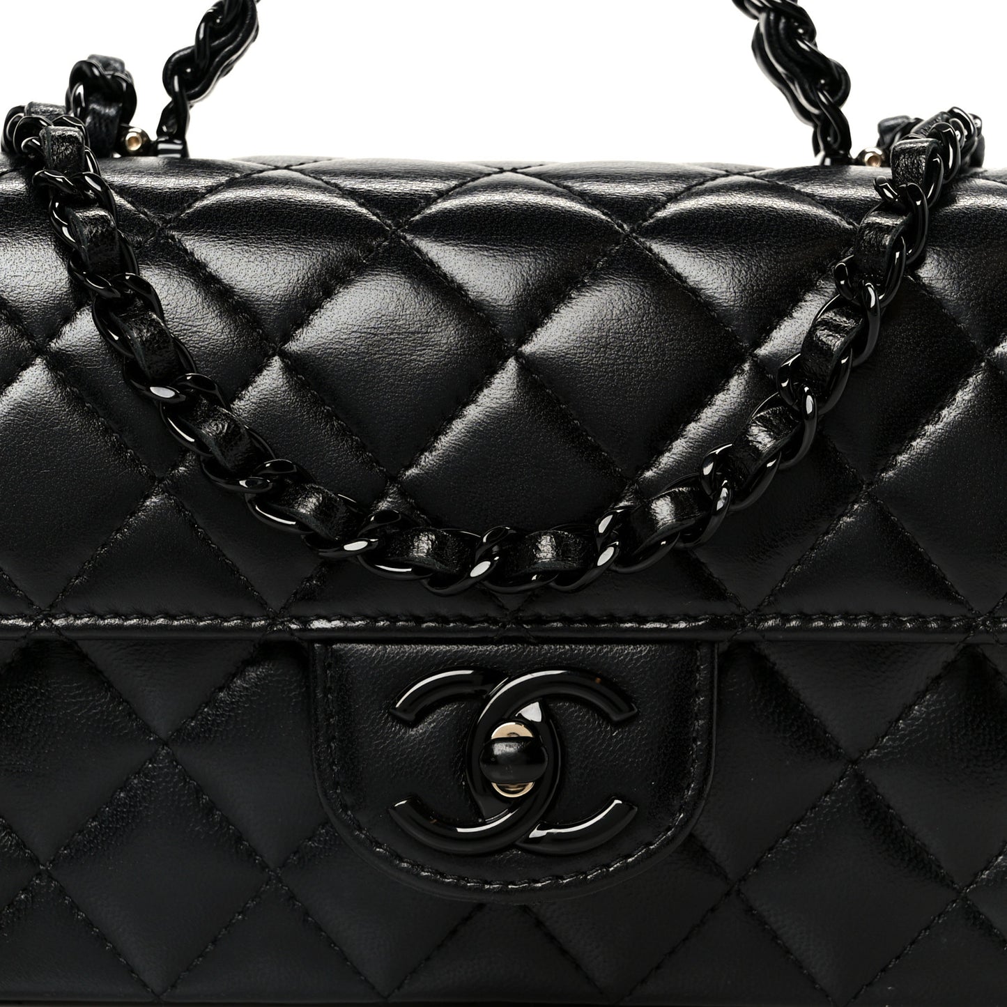 Lambskin Quilted Small Coco Pop Top Handle Flap So Black