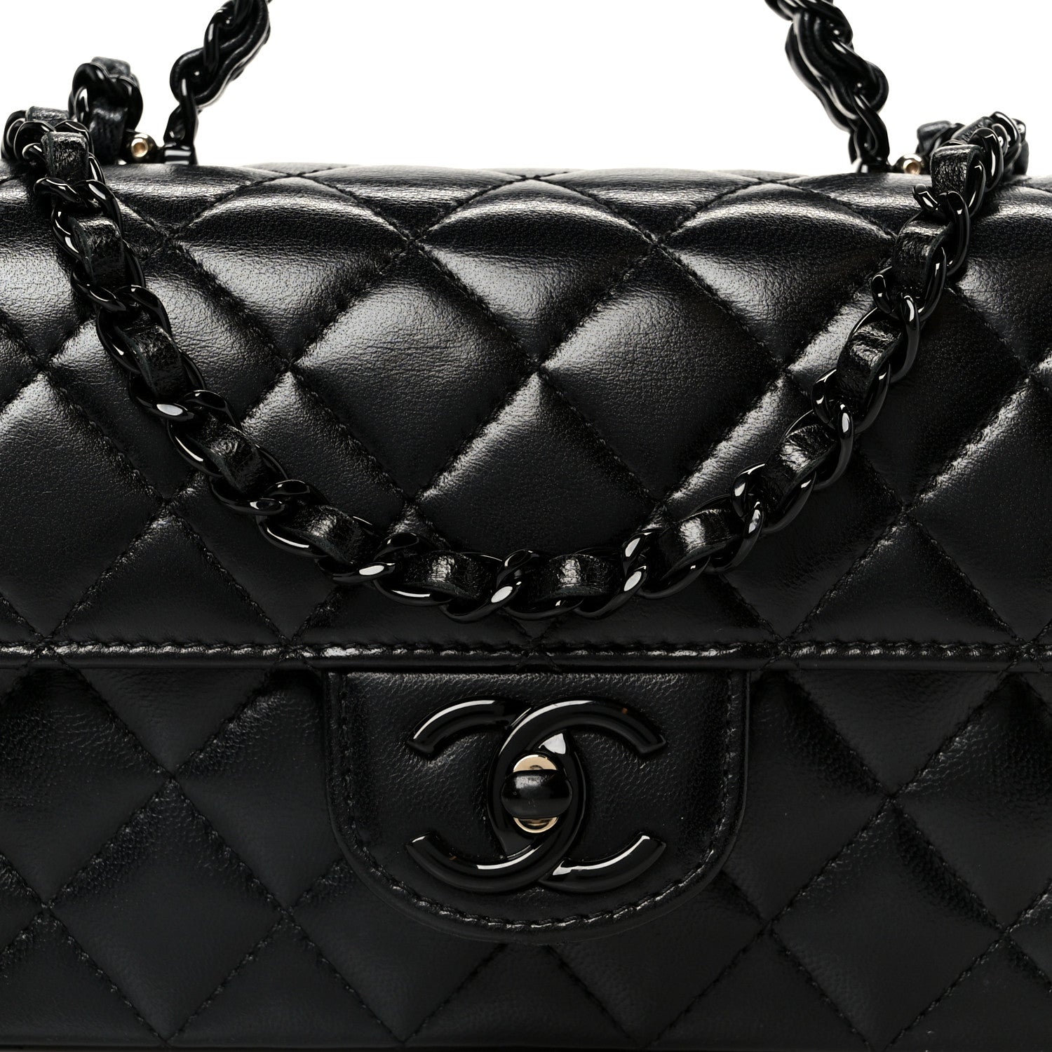 Chanel Lambskin Quilted Small Coco Pop Top Handle Flap So Black 9 of 11