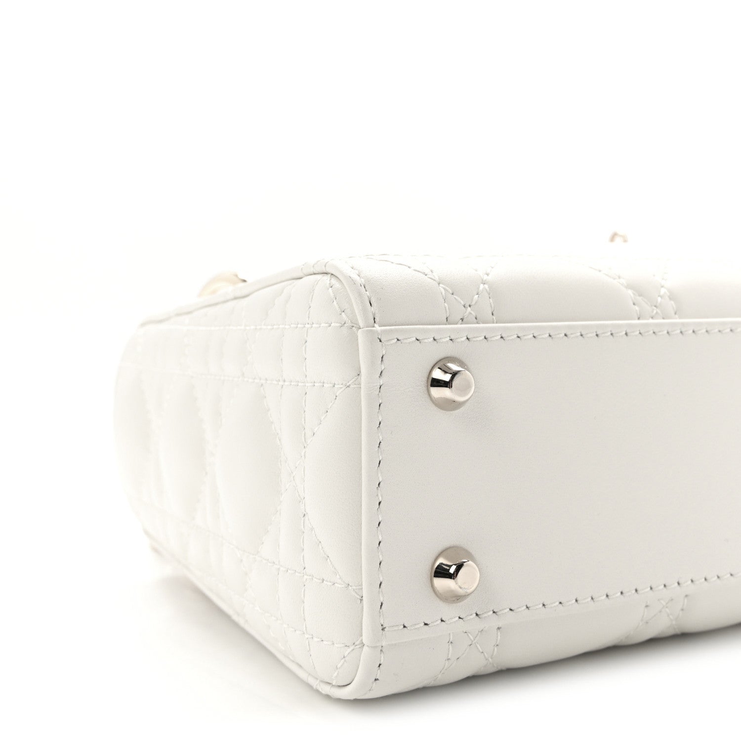 Christian Dior Lambskin Swarovski Crystal Cannage Mini Lady Dior White 9 of 9