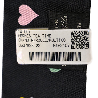 Hermes Silk Tea Time Twilly Black Rouge Multicolor 4 of 4